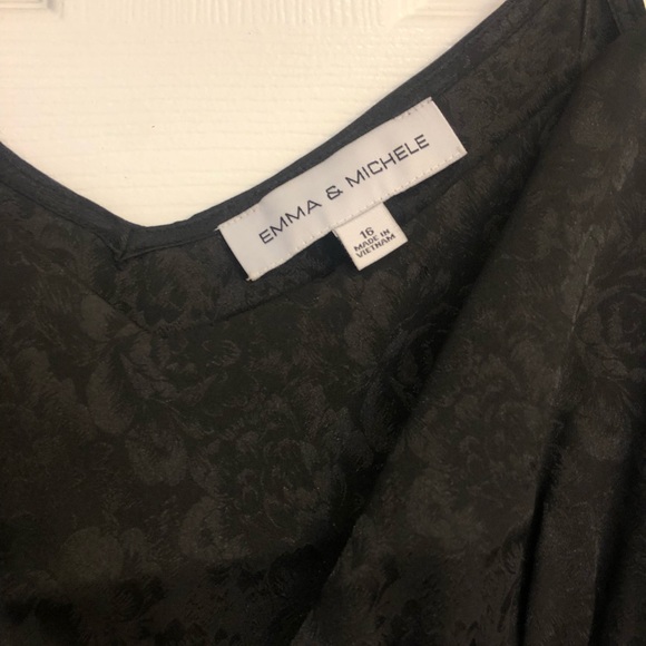 Emma & Michelle black slip dress with side slit and adjustable spaghetti straps. - Picture 2 of 3